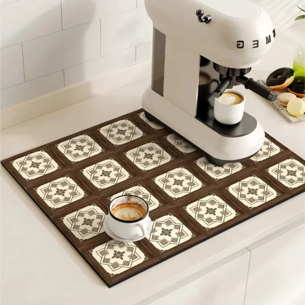 Tapis de Cuisine Absorbant Motif Carrelage Rétro