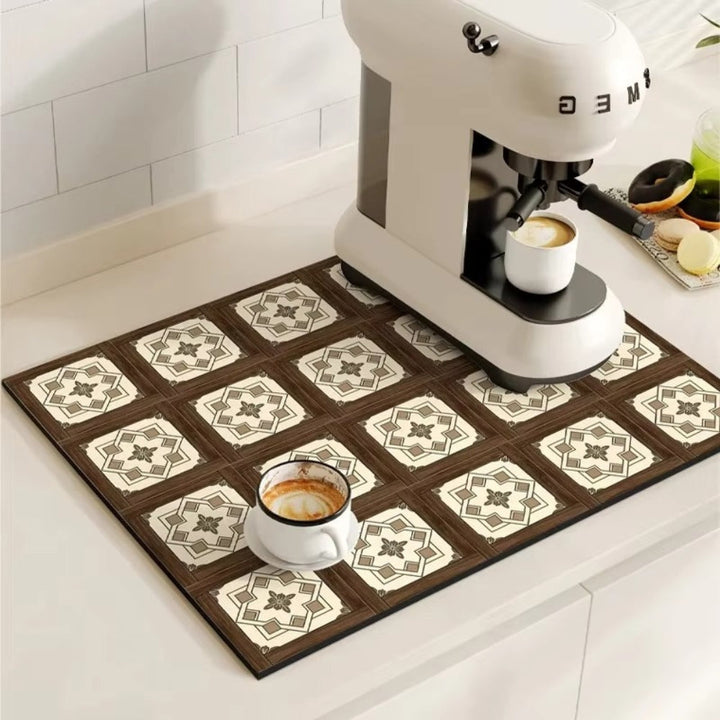 Tapis de Cuisine Absorbant Motif Carrelage Rétro