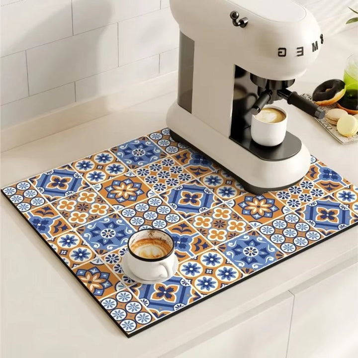 Tapis de Cuisine Absorbant Motif Carrelage Rétro