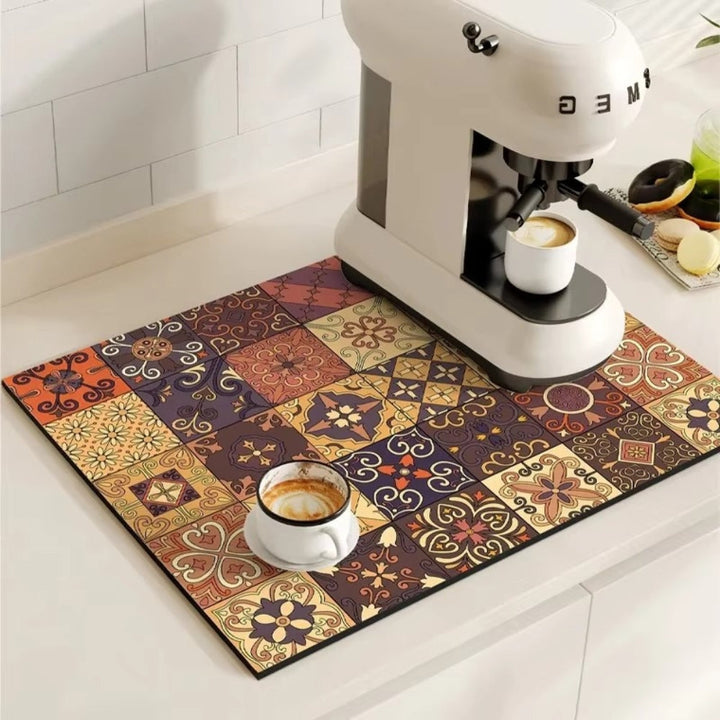 Tapis de Cuisine Absorbant Motif Carrelage Rétro