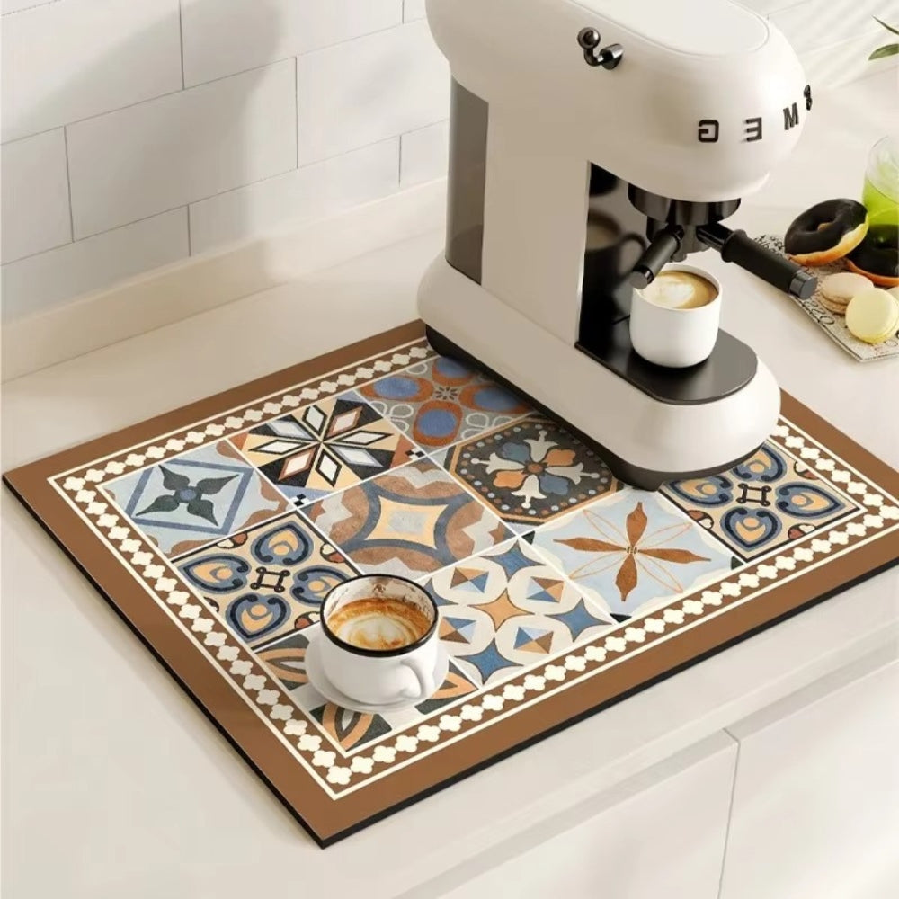 Tapis de Cuisine Absorbant Motif Carrelage Rétro