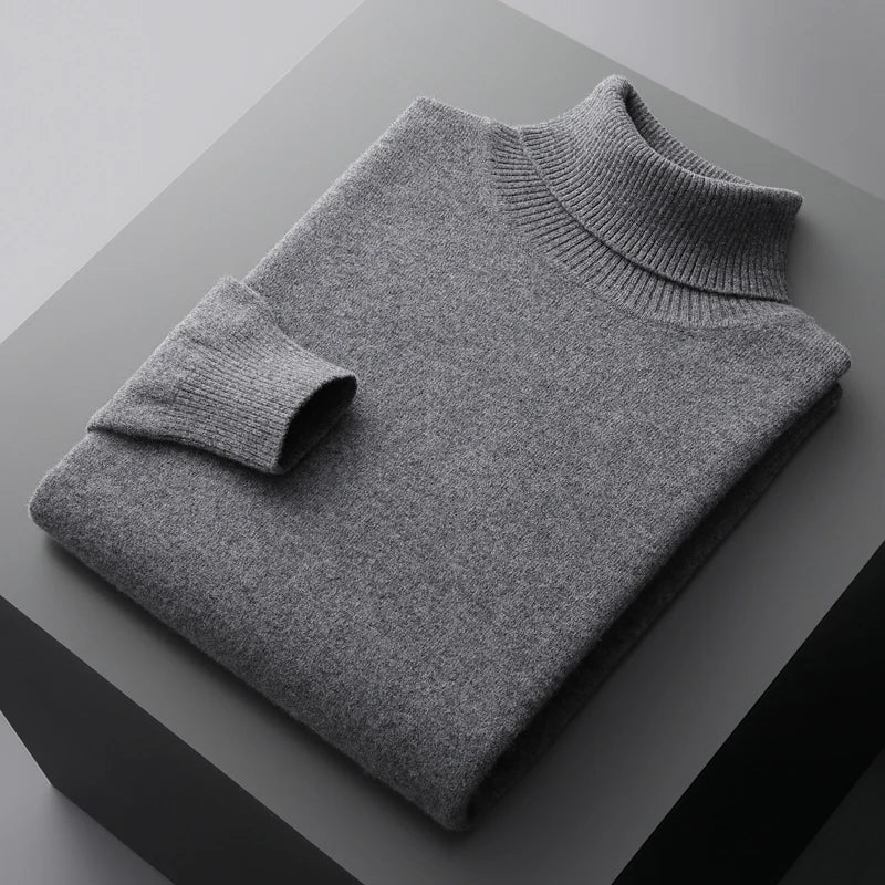 Pull col roulé en laine confortable, style classique