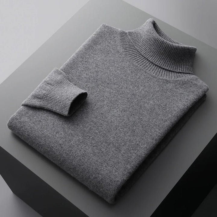 Pull col roulé en laine confortable, style classique