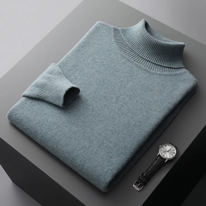 Pull col roulé en laine confortable, style classique