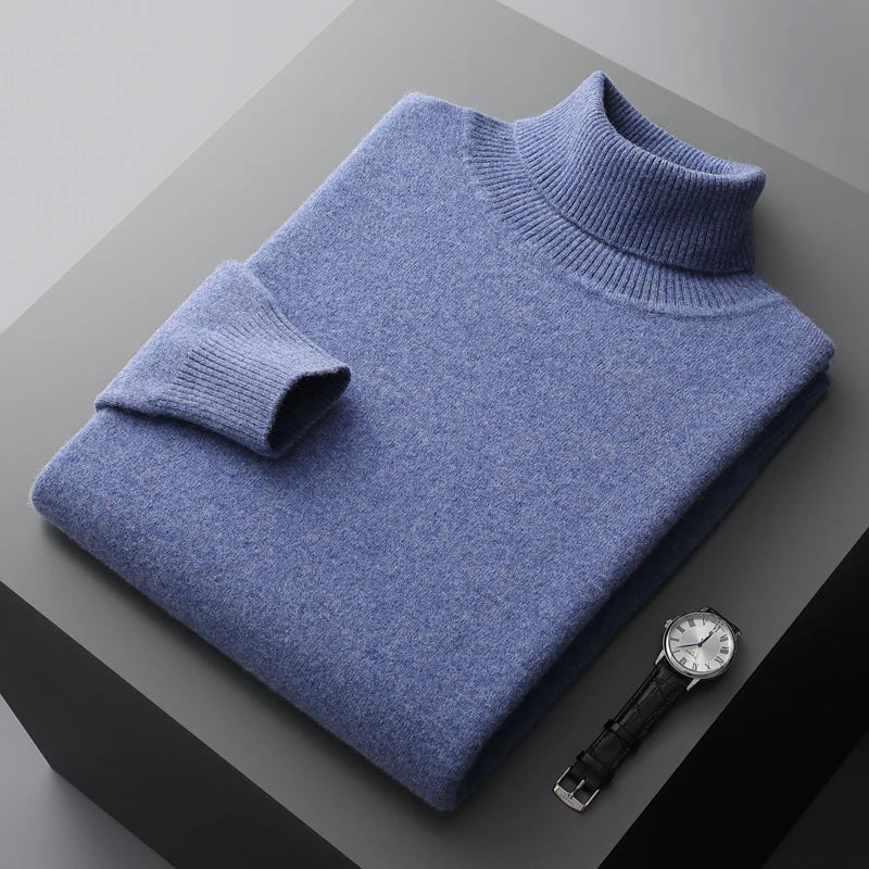 Pull col roulé en laine confortable, style classique