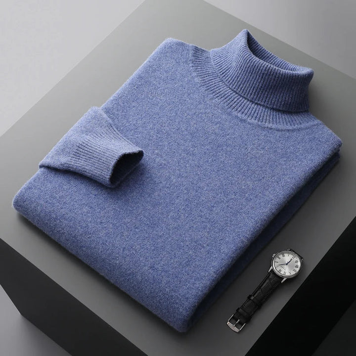 Pull col roulé en laine confortable, style classique