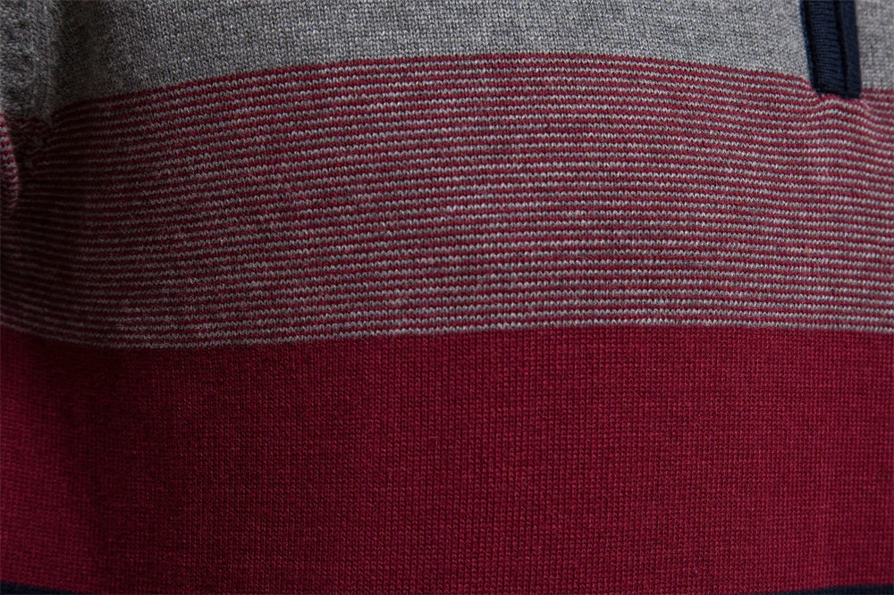 Pull Demi-Zip Rayé Pour Hommes | Coupe Ajustée