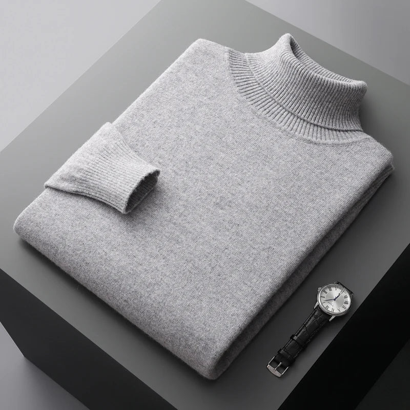 Pull col roulé en laine confortable, style classique