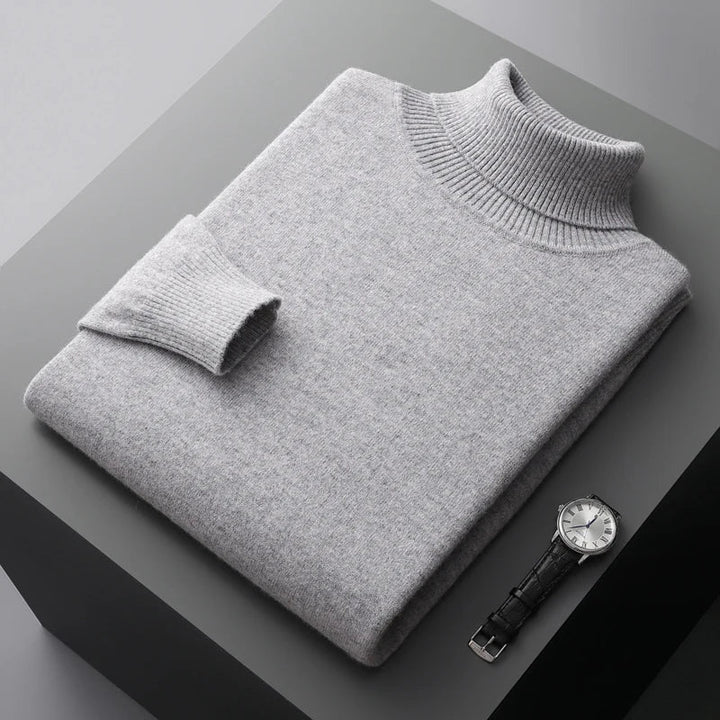 Pull col roulé en laine confortable, style classique
