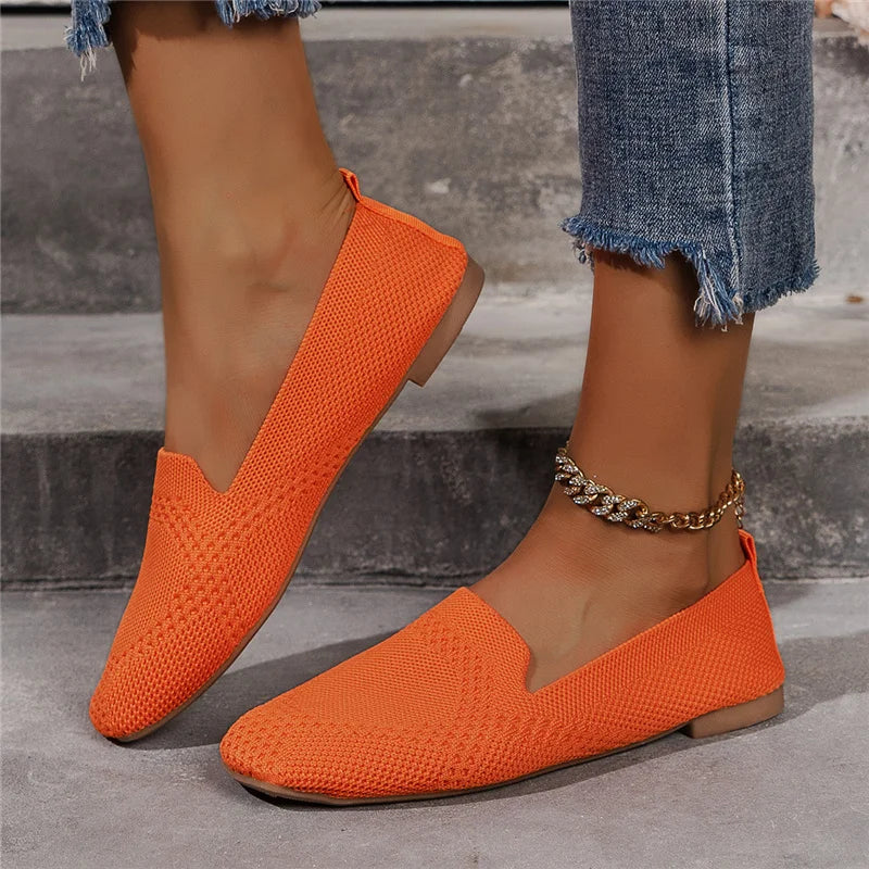 Mocassins tricotés élégants pour femmes | Ballerines respirantes