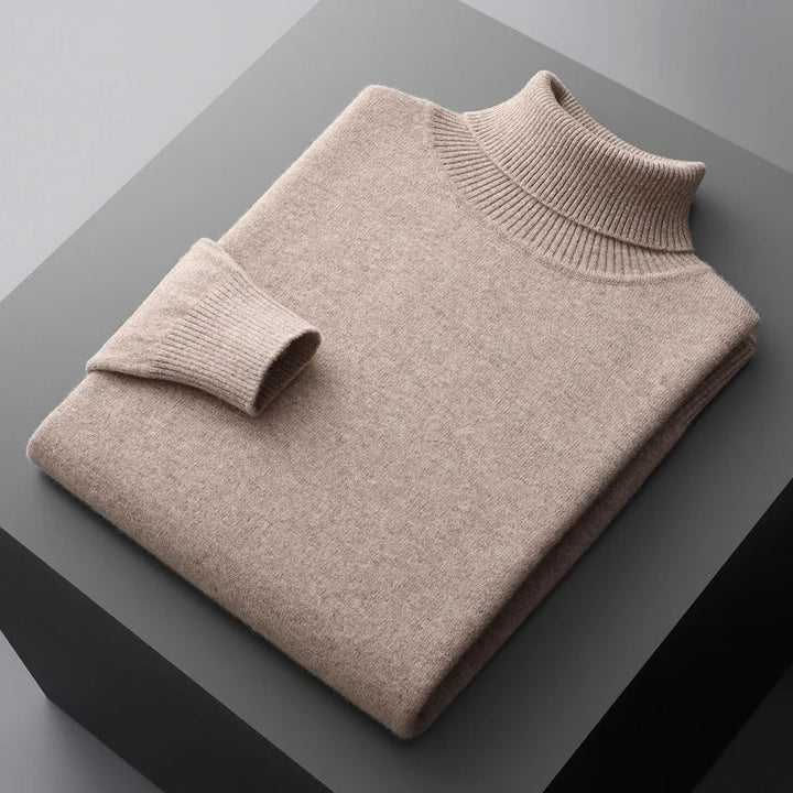 Pull col roulé en laine confortable, style classique
