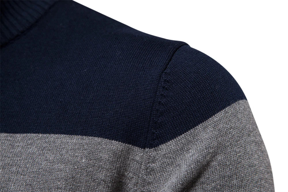Pull Demi-Zip Rayé Pour Hommes | Coupe Ajustée