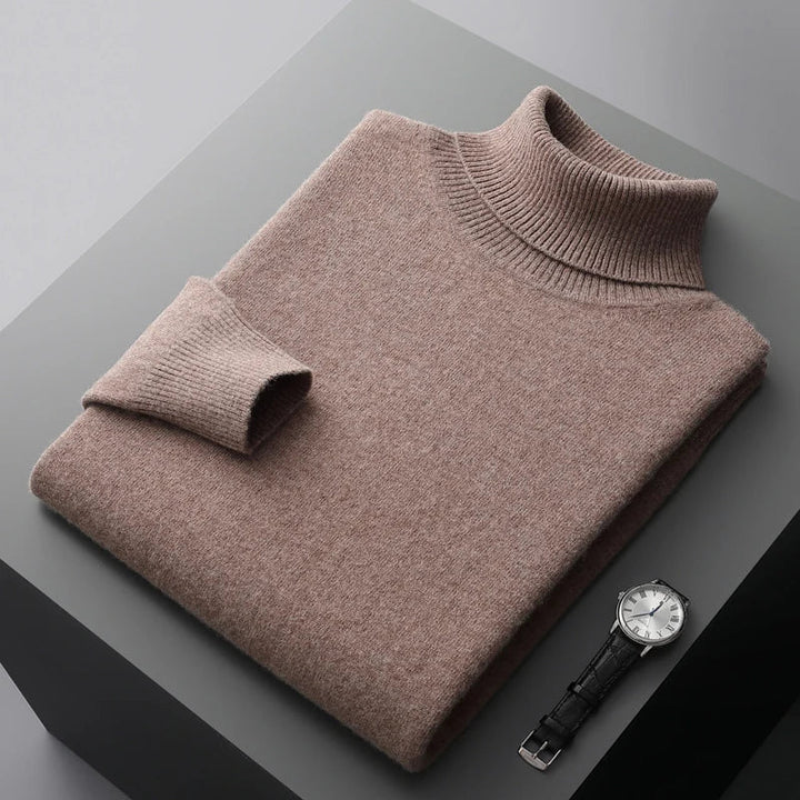 Pull col roulé en laine confortable, style classique