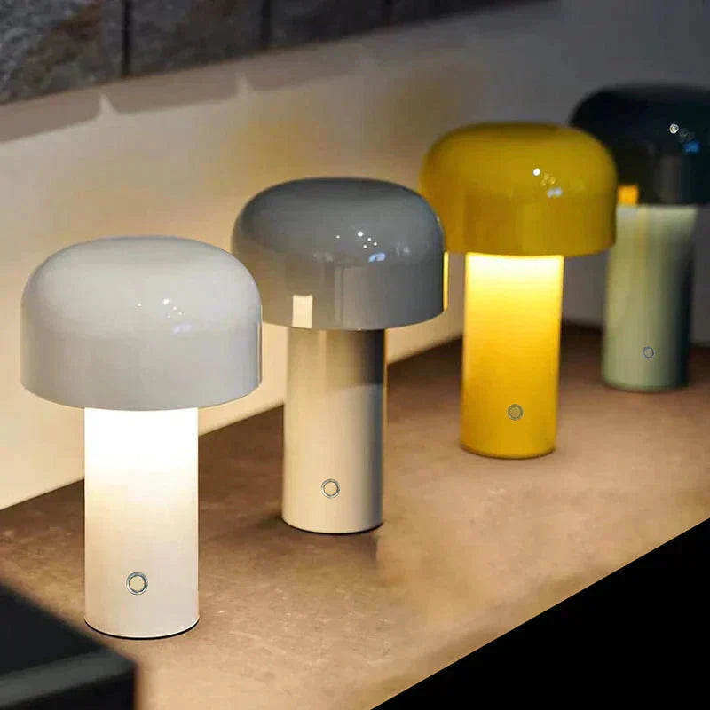 Lampe de table champignon sans fil, design italien