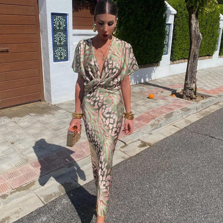 Rida - Robe Maxi Torsadée avec Col en V