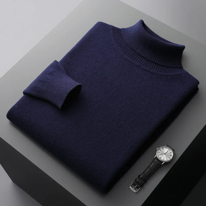Pull col roulé en laine confortable, style classique