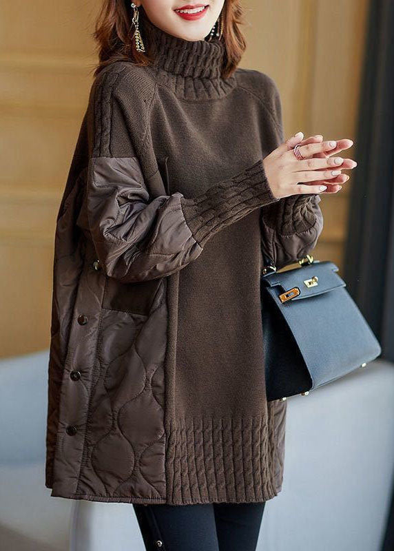 Pull Col Roulé Patchwork Pour Femme | Coupe Ample