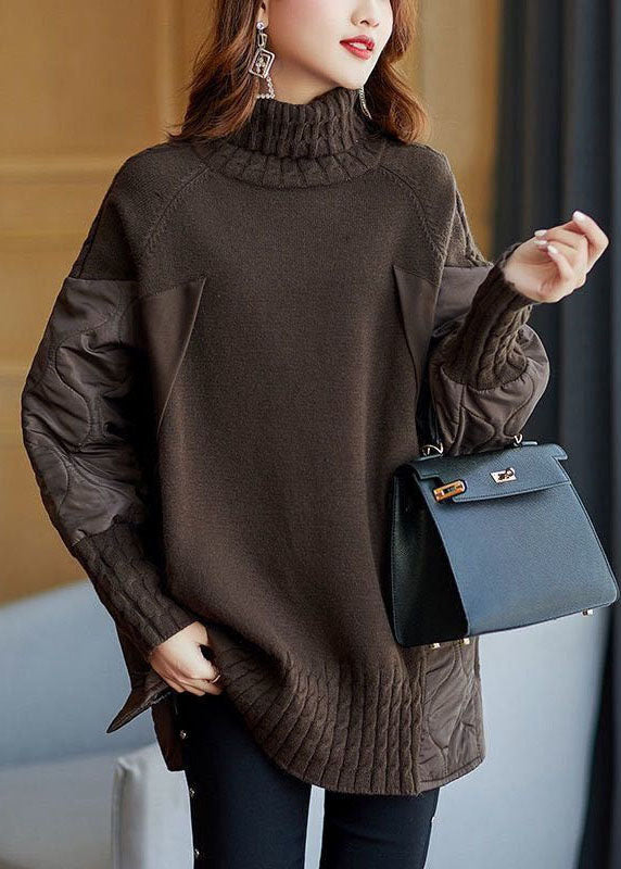Pull Col Roulé Patchwork Pour Femme | Coupe Ample