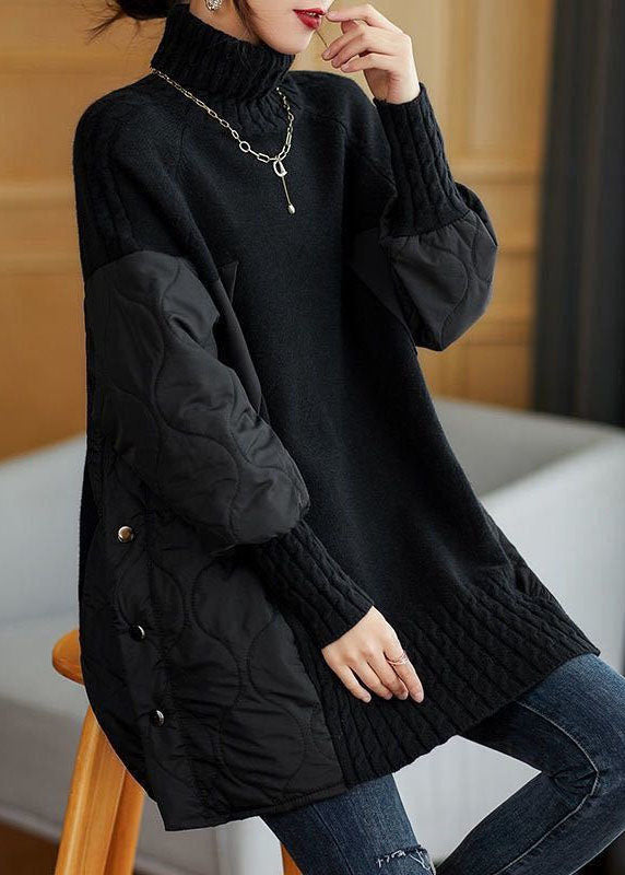Pull Col Roulé Patchwork Pour Femme | Coupe Ample