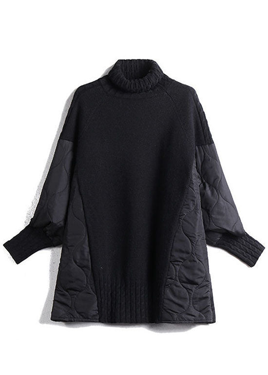 Pull Col Roulé Patchwork Pour Femme | Coupe Ample