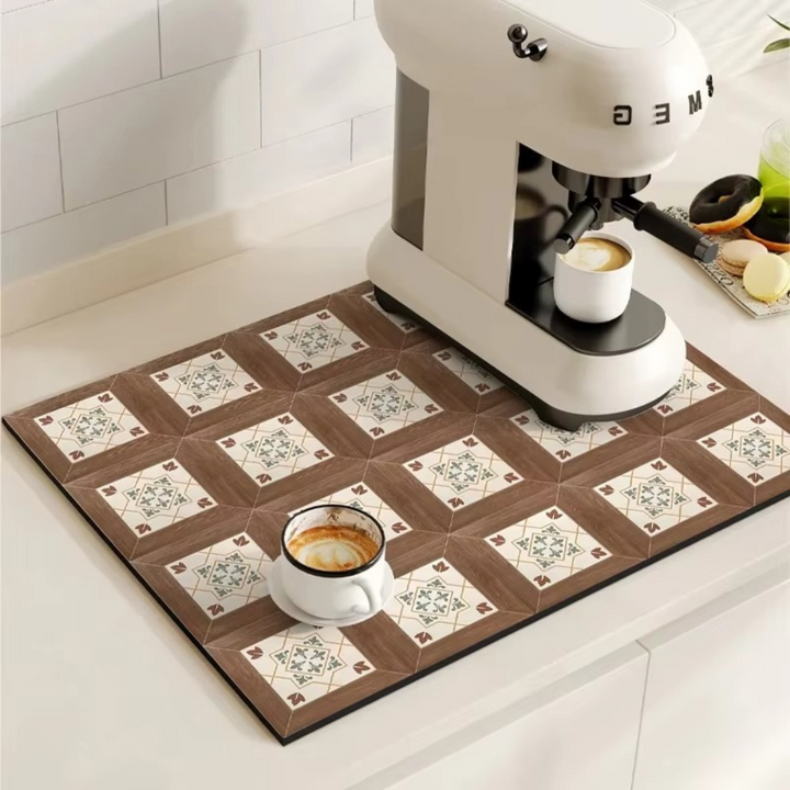 Tapis de Cuisine Absorbant Motif Carrelage Rétro