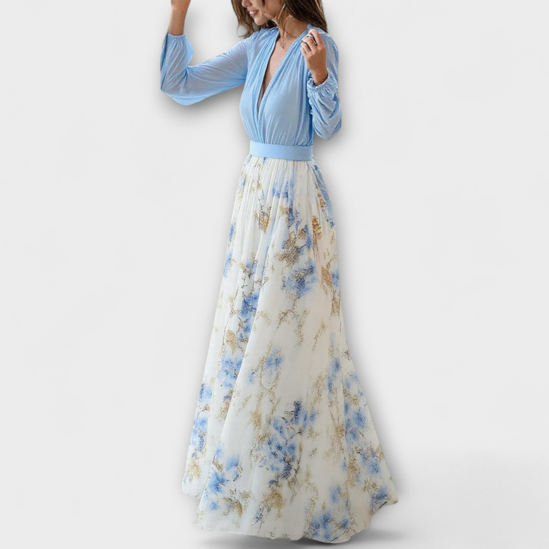 Robe Longue Femme Fleurie | Col en V & Coupe Fluide