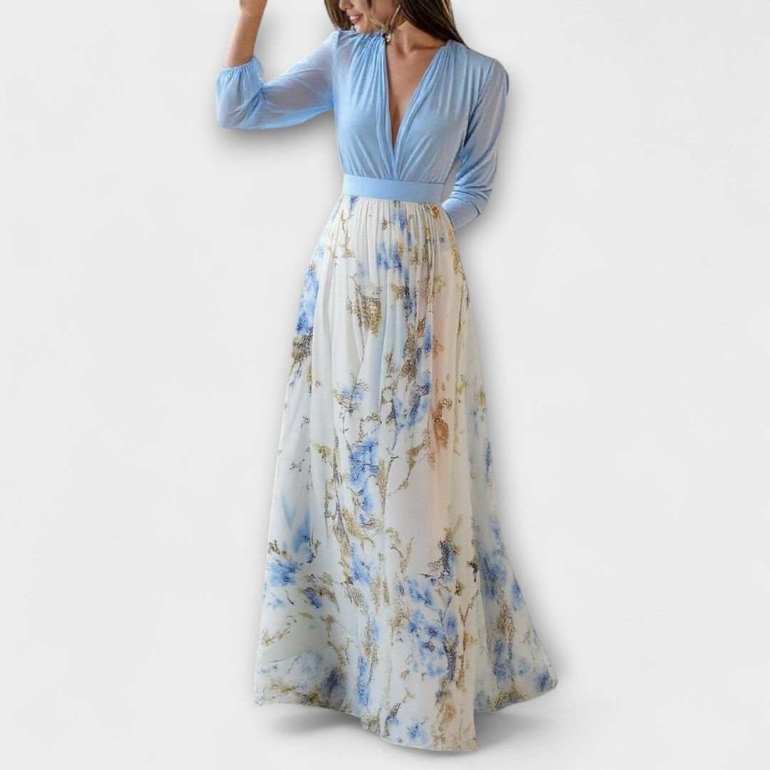 Robe Longue Femme Fleurie | Col en V & Coupe Fluide