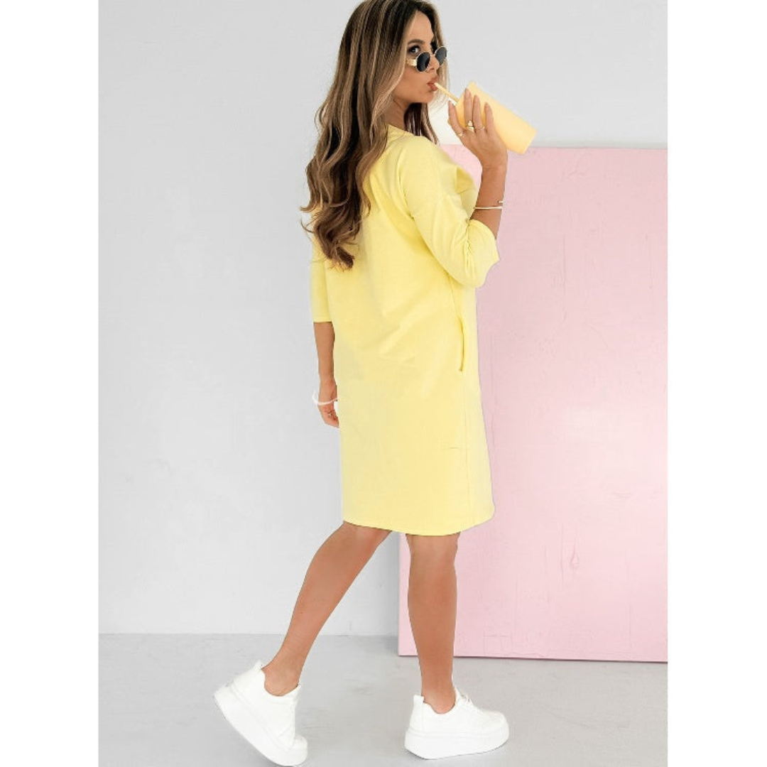 Robe Femme Décontractée en Coton | Manches 3/4 & Poches