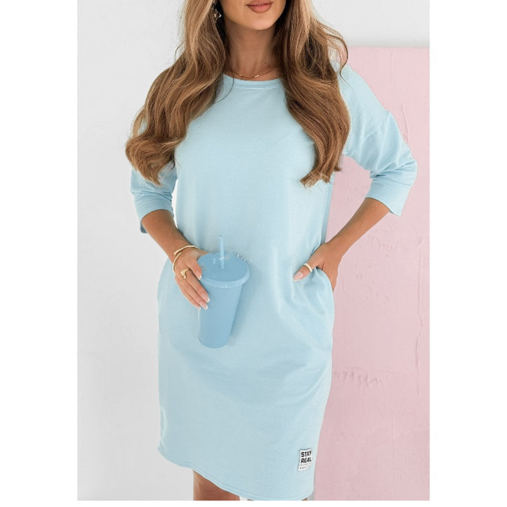 Robe Femme Décontractée en Coton | Manches 3/4 & Poches