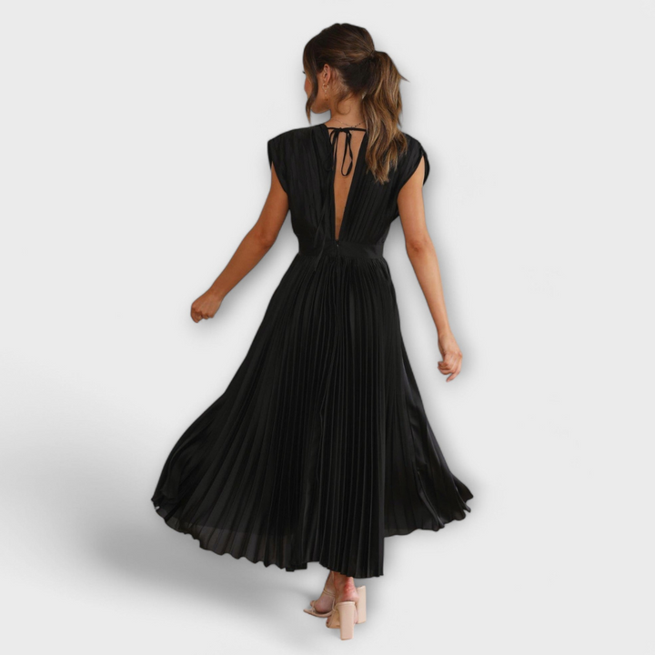 Women's V-Neck &amp; Umbrella Pleat Dress | Elegant &amp; Comfortable