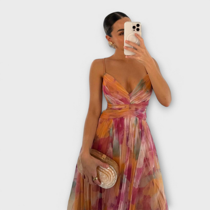 Robe Longue Femme en Mesh | Imprimée & Coupe Moulante