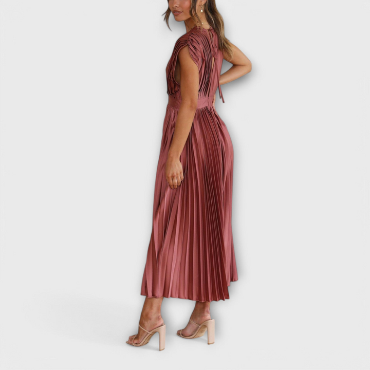 Women's V-Neck &amp; Umbrella Pleat Dress | Elegant &amp; Comfortable