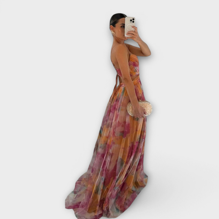 Robe Longue Femme en Mesh | Imprimée & Coupe Moulante