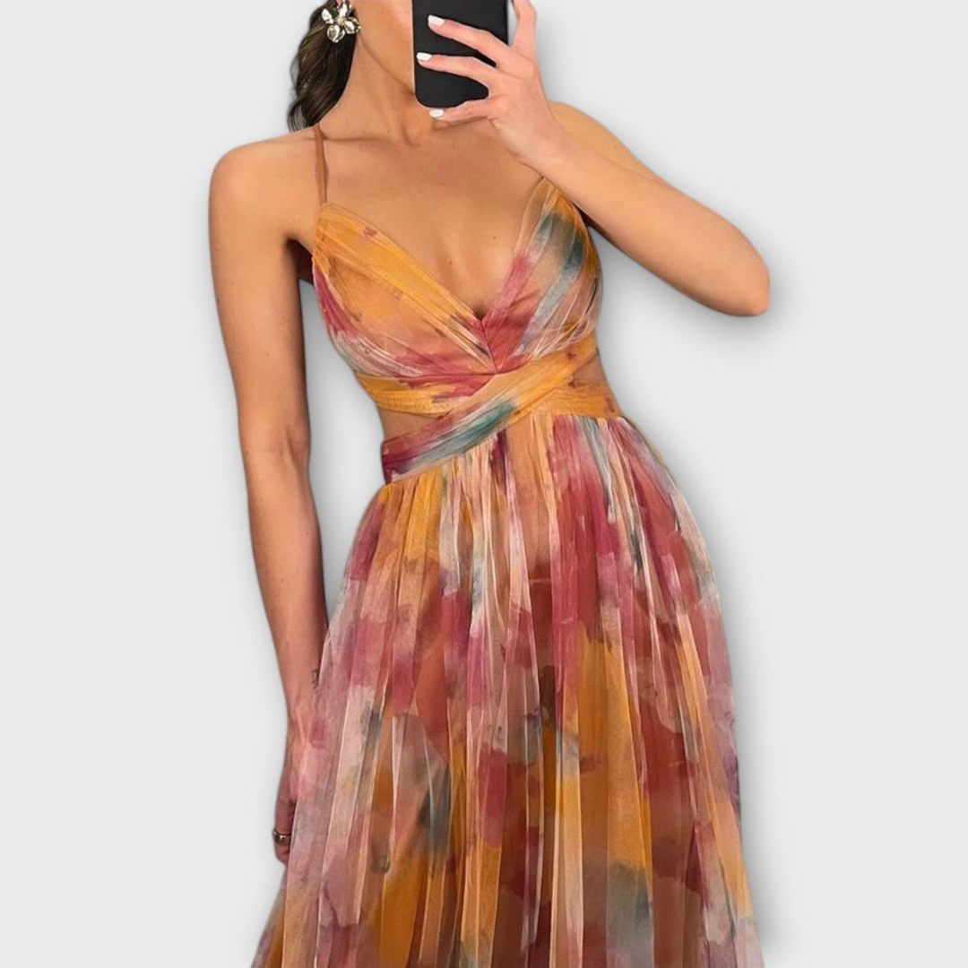 Robe Longue Femme en Mesh | Imprimée & Coupe Moulante