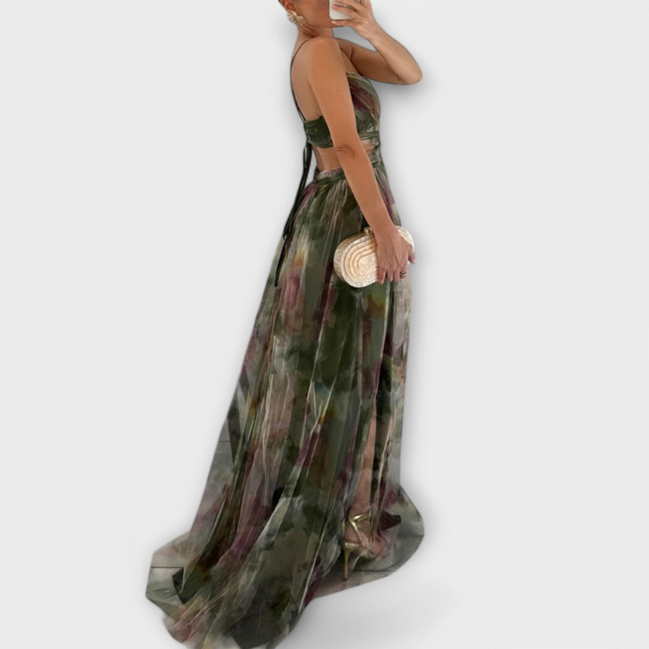 Robe Longue Femme en Mesh | Imprimée & Coupe Moulante
