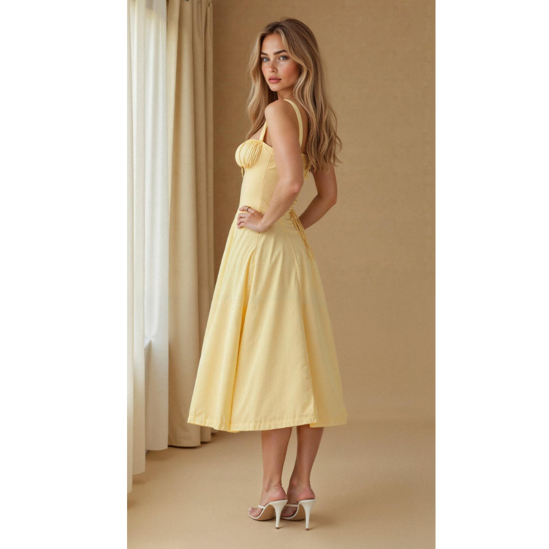 Robe Midi Kiana à Corset | Élégance et Silhouette Féminine