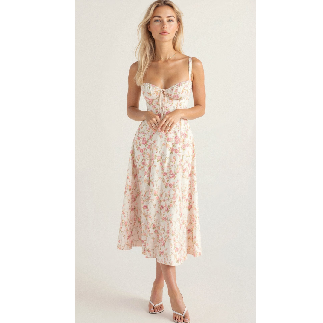 Robe Midi Kiana à Corset | Élégance et Silhouette Féminine