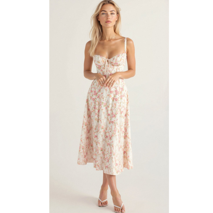 Robe Midi Kiana à Corset | Élégance et Silhouette Féminine