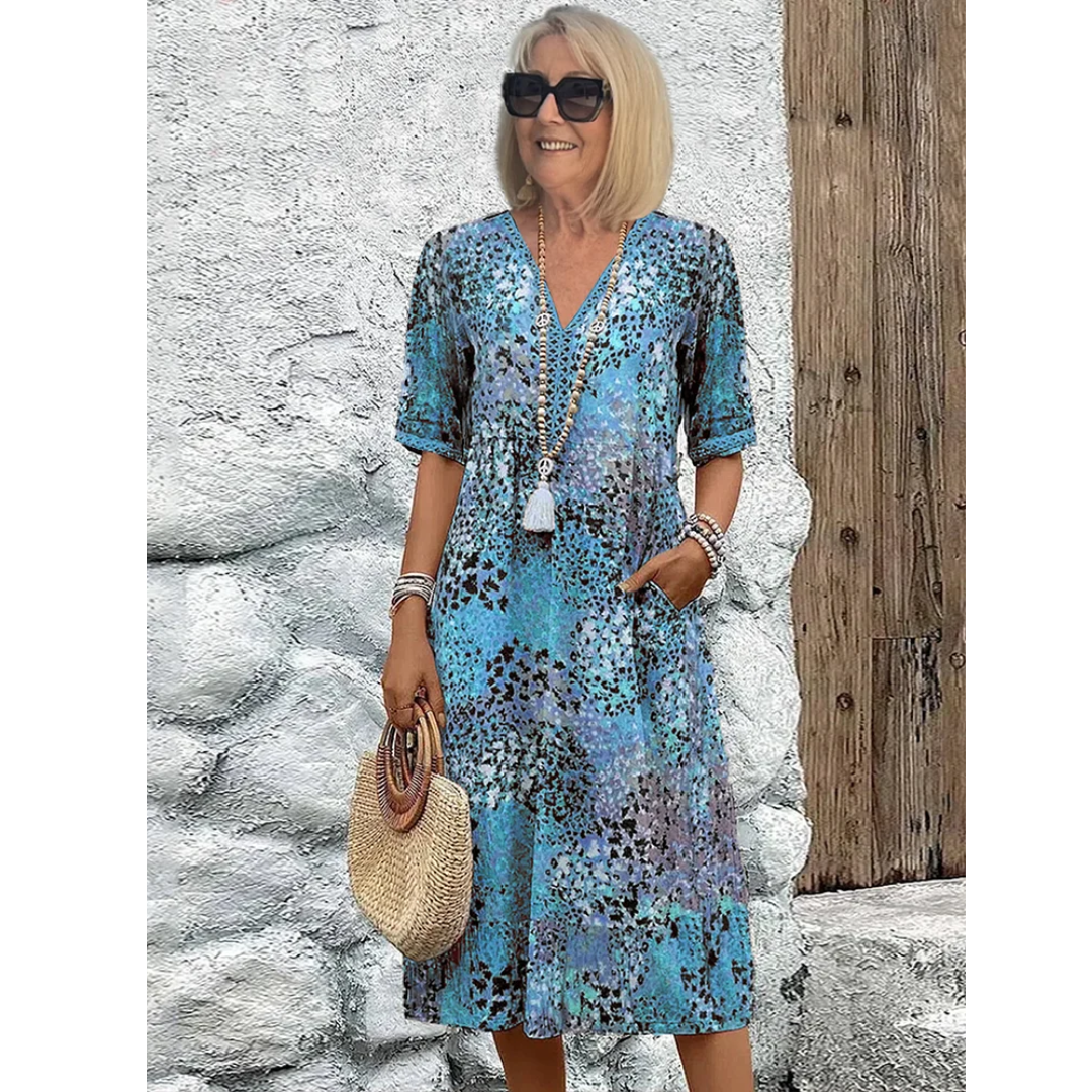 Robe Femme Douce à Col en V | Midi