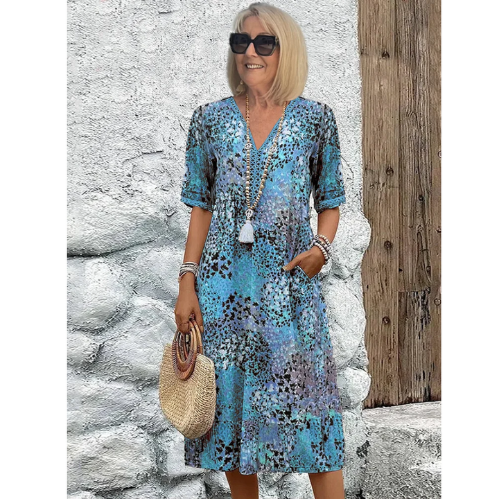 Robe Femme Douce à Col en V | Midi