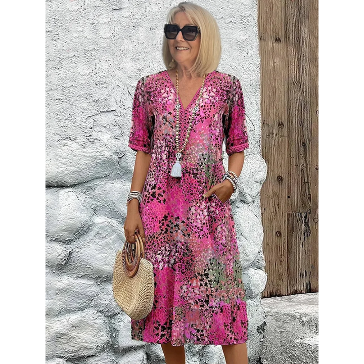 Robe Femme Douce à Col en V | Midi