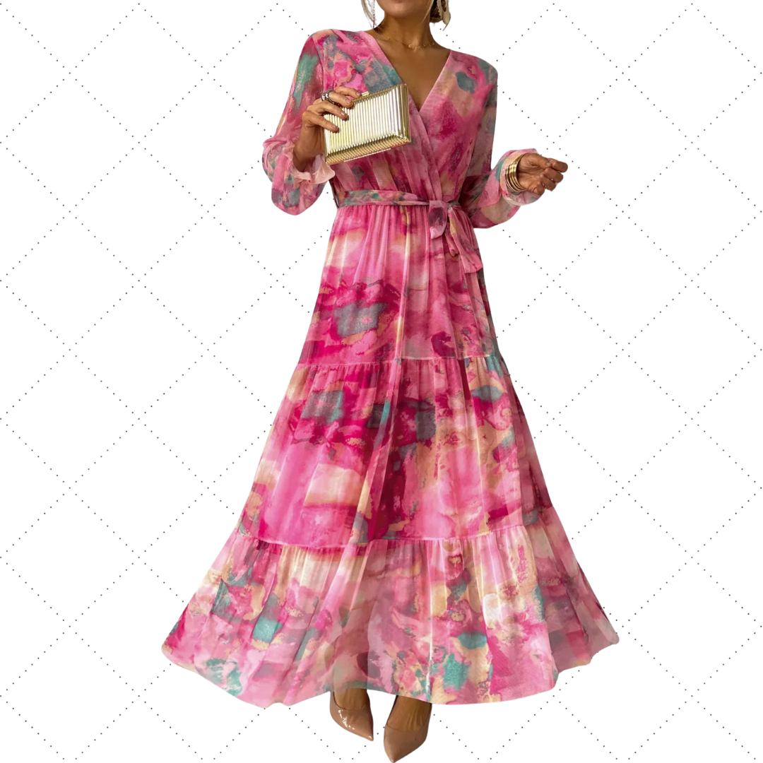 Isabella | Robe Portefeuille Femme à Manches Longues | Fleurie