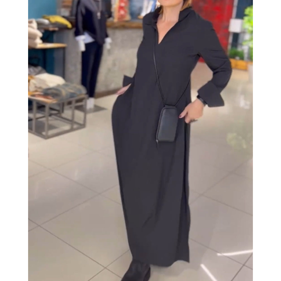 Robe Chemise Maxi Matilda | Élégance Décontractée avec Col Revers