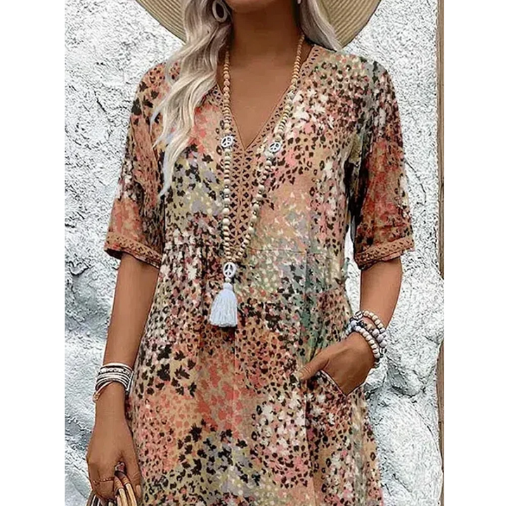 Robe Femme Douce à Col en V | Midi