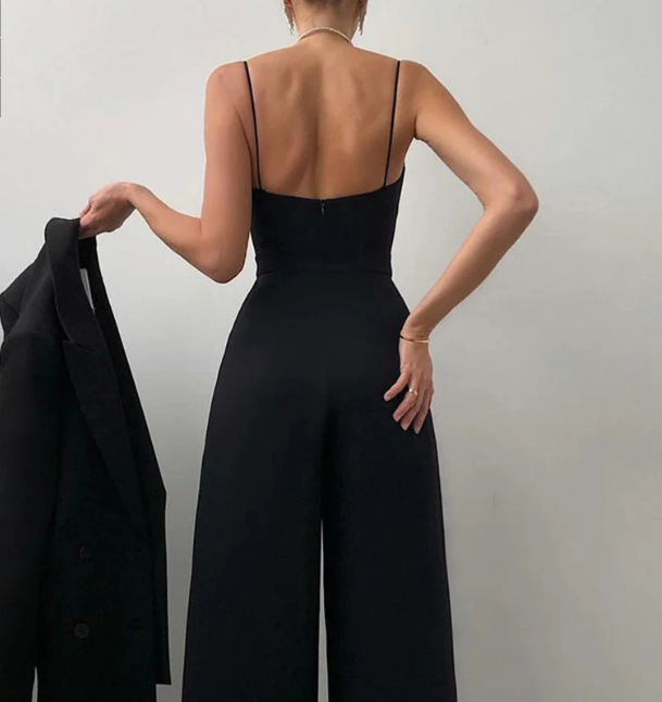 Barboteuse Élégante à Bretelles pour Femme | Pantalon Large