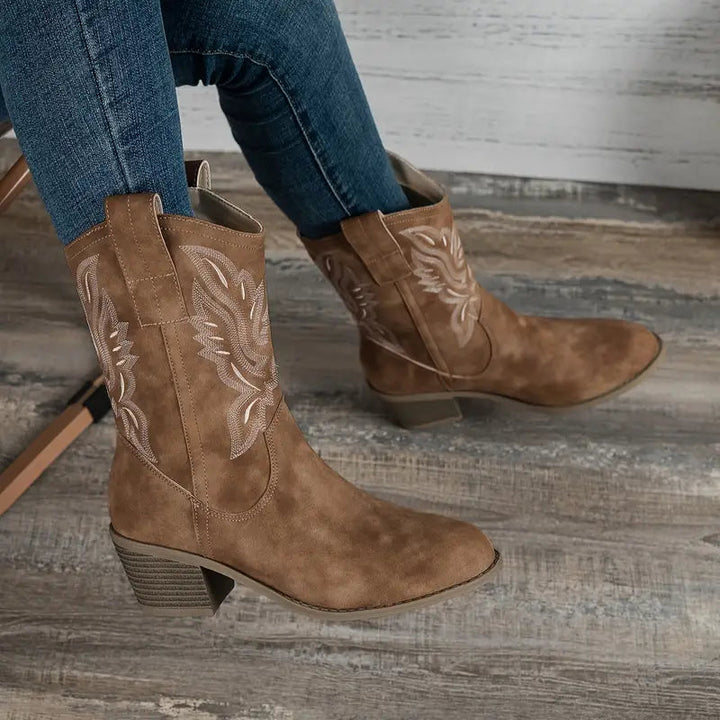 Bottes rétro à talons épais pour femmes | Élégantes