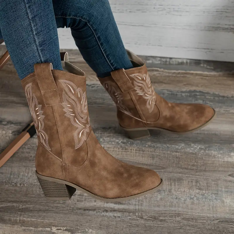 Bottes rétro à talons épais pour femmes | Élégantes