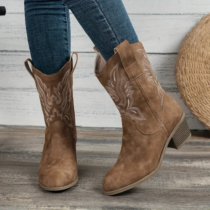 Bottes rétro à talons épais pour femmes | Élégantes