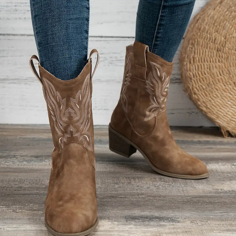Bottes rétro à talons épais pour femmes | Élégantes