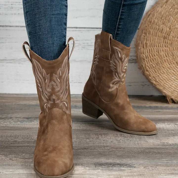 Bottes rétro à talons épais pour femmes | Élégantes
